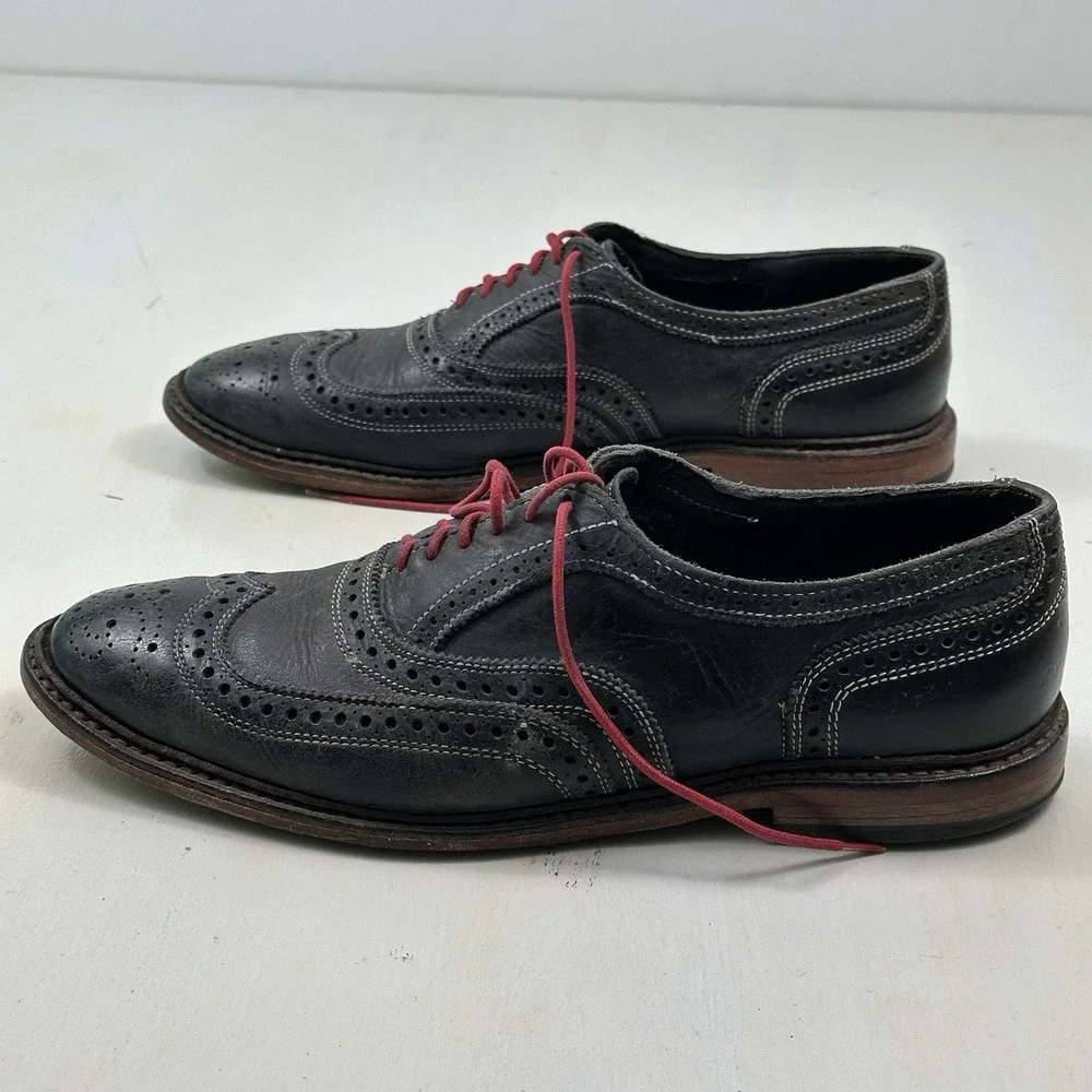 Allen Edmonds Neumok 4076‎ Shoes Men 11 D Leather Wingtip Navy Blue Oxford Dress